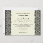 Ivory Black Elegant Lace Wedding Invitation Kaart (Achterkant)