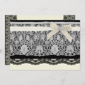 Ivory Black Elegant Lace Wedding Invitation Kaart (Voorkant / Achterkant)