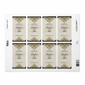 Ivory Black en Gold Damask Weddenlabel Etiket (Full Sheet)