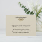 Ivory Black en Gold Damask Wedding Insert Informatiekaartje (Staand voorkant)