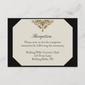 Ivory Black en Gold Damask Wedding Reception Informatiekaartje (Voorkant)