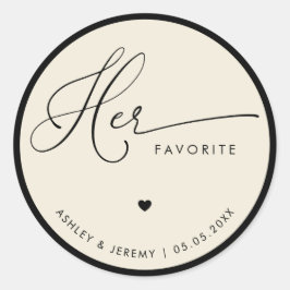 Ivory & Black Haar Favoriete Trouwcadeautje Ronde Sticker