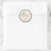 Ivory & Black Her Favorite Wedding Favor   Ronde Sticker (Tas)