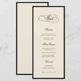 Ivory & Black Old Money Aesthetic Retro Wedding Menu