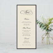 Ivory & Black Old Money Aesthetic Retro Wedding Menu (Staand voorkant)