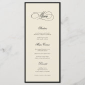 Ivory & Black Old Money Esthetiek Retro Bruiloft Menu (Voorkant)