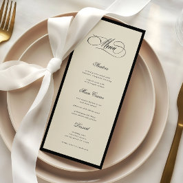 Ivory & Black Old Money Esthetiek Retro Bruiloft Menu
