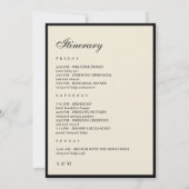 Ivory & Black Old Money Wedding Itinerary Card Kaart (Achterkant)
