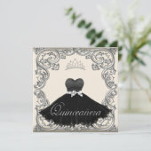 Ivory Black Quinceanera Uitnodigingen (Staand voorkant)