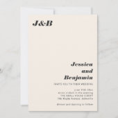 Ivory Black Stout Monogram Modern Chic Bruiloft Kaart (Voorkant)