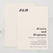 Ivory Black Stout Monogram Modern Chic Bruiloft Kaart (Voorkant / Achterkant)