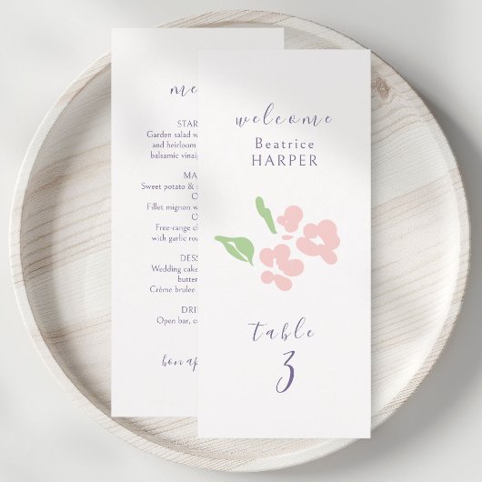 Ivory | Bloem Bruiloft Tafel nummer Combo Plat  Menu