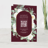 Ivory Bloem Foto Bourgondië QR Code Bruiloft (Achterkant)