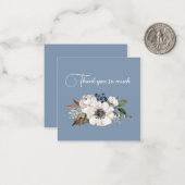 Ivory bloemen blauw dank je briefkaarten (Voorkant / Achterkant in situ)