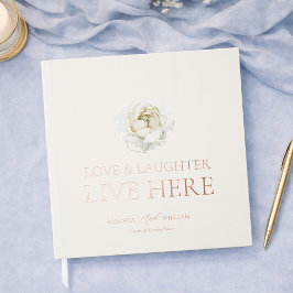 Ivory bloemen bruiloftgastenboek met echte folie gastenboek