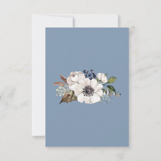 Ivory bloemen op blauw-bruindoucheuitnodigingen kaart (Achterkant)