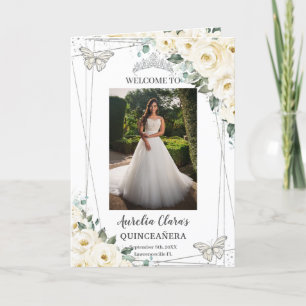 Ivory Bloemen Zilver Quinceañera Orde van het Even Programma