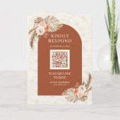 Ivory Bloemrijke Pampas Terracotta QR Code Trouwen (Achterkant)