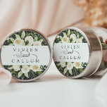 Ivory Bloom | Aangepaste Floral Wedding Ronde Sticker<br><div class="desc">Ons Ivory Bloom waterverf floral bruiloft collectie is voorzien van fijngeverfde waterverf groen,  eucalyptusbladeren,  groene botanische bladeren en witte en ivoren pony-bloemen. Pas deze stickers met uw namen aan,  die door een decoratief manuscriptaccent worden aangesloten. Ideaal voor het verzegelen van enveloppen voor huwelijksuitnodigingen of voor tassen/dozen.</div>