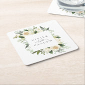 Ivory Bloom | Aangepersonaliseerde Floral Lijst We Kartonnen Onderzetters (Schuin)