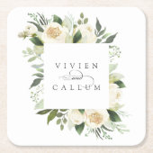 Ivory Bloom | Aangepersonaliseerde Floral Lijst We Kartonnen Onderzetters (Voorkant)