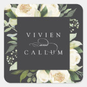 Ivory Bloom | Aangepersonaliseerde Floral Lijst We Vierkante Sticker (Voorkant)