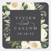 Ivory Bloom | Aangepersonaliseerde Floral Lijst We Vierkante Sticker (Voorkant)