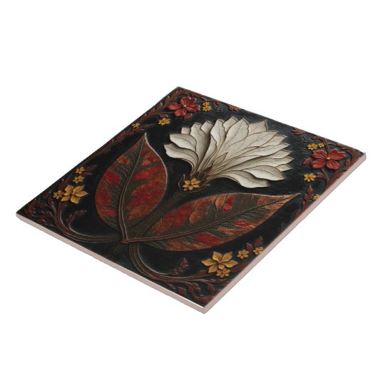 Ivory Bloom at Midnight Tegeltje (Zijkant)