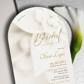Ivory Bloom & Elegant Gold Script Bridal Shower Kaart