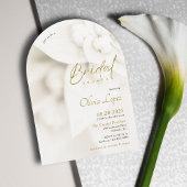 Ivory Bloom & Elegant Gold Script Bridal Shower Kaart