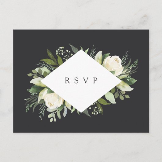 Ivory Bloom Floral Wedding Meal Choice RSVP Briefkaart (Voorkant)