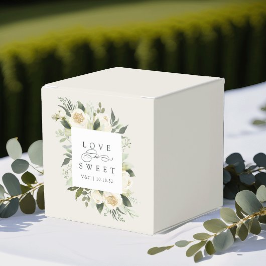 Ivory Bloom | Florale "Love is Sweet" Weddenschap Bedankdoosjes