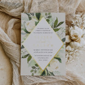 Ivory Bloom | Geometrische Floral Lijst Weddenscha Folie Uitnodiging