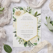 Ivory Bloom | Geometrische Floral Lijst Weddenscha Folie Uitnodiging