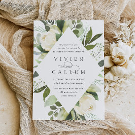Ivory Bloom | Geometrische Floral Lijst Weddenscha Kaart