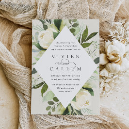 Ivory Bloom | Geometrische Floral Lijst Weddenscha Kaart