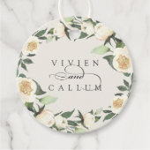 Ivory Bloom | Gepersonaliseerde Floral Wreath Wedd Bedankjes Labels (Voorkant)