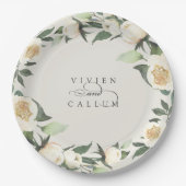 Ivory Bloom | Gepersonaliseerde Floral Wreath Wedd Papieren Bordje (Voorkant)