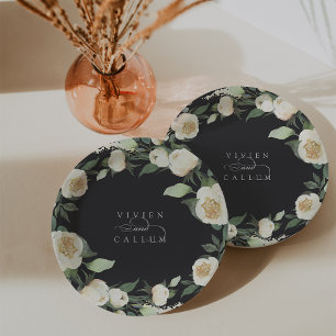 Ivory Bloom Gepersonaliseerde Floral Wreath Wedd Papieren Bordje