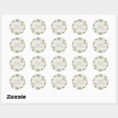 Ivory Bloom | Gepersonaliseerde Floral Wreath Wedd Ronde Sticker (Vel)