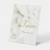Ivory Bloom & Gold Script Bridal Shower Favors Reclamebord Met Voetstuk (Voorkant)