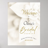 Ivory Bloom & Gold Script Bridal Shower Welcome Poster (Voorkant)