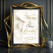 Ivory Bloom & Gold Script Bridal Shower Welcome Poster