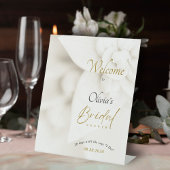 Ivory Bloom & Gold Script Bridal Shower Welcome Reclamebord Met Voetstuk