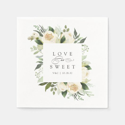 Ivory Bloom | "Liefde is zoet" Bloemensierlijst vo Servet (Voorkant)