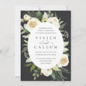 Ivory Bloom | Ovaal Lijst Waterverf Floral Wedding Kaart (Voorkant)