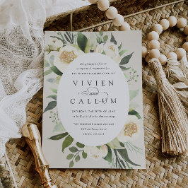 Ivory Bloom | Ovaal Lijst Waterverf Floral Wedding Kaart