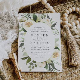 Ivory Bloom | Ovaal Lijst Waterverf Floral Wedding Kaart