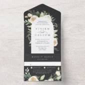 Ivory Bloom | Waterverf Floral Arch Wedding All In One Uitnodiging (Binnen)