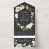 Ivory Bloom | Waterverf Floral Lijst Wedding All In One Uitnodiging (Binnen)